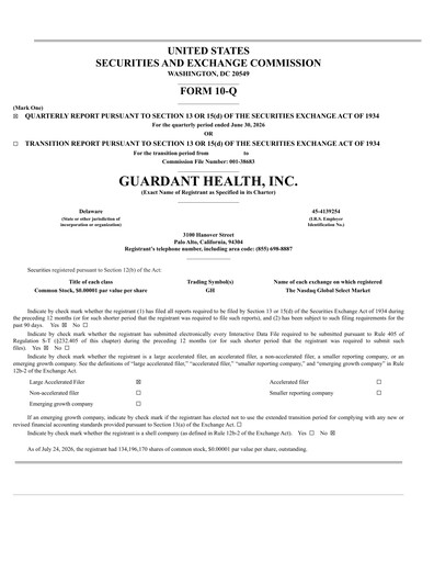 Miniature Guardant Health
 Rapport trimestriel 2026-q2