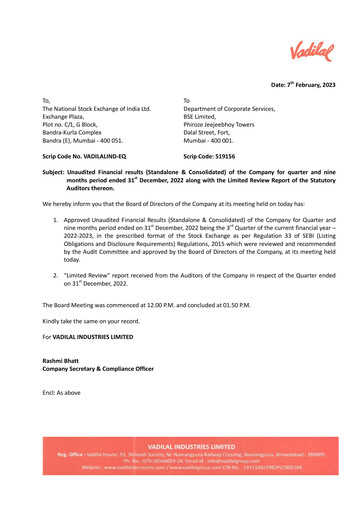 Vorschaubild Vadilal Industries Quartalsbericht 2023-q3