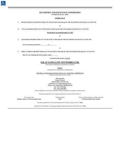 Thumbnail Gilat Satellite Networks Annual Report 2022