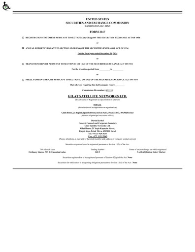 Thumbnail Gilat Satellite Networks Annual Report 2024