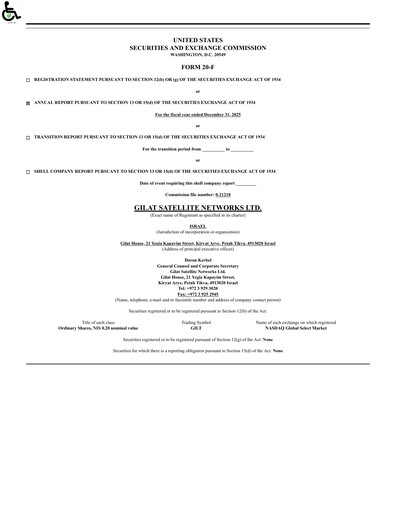 Thumbnail Gilat Satellite Networks Annual Report 2025