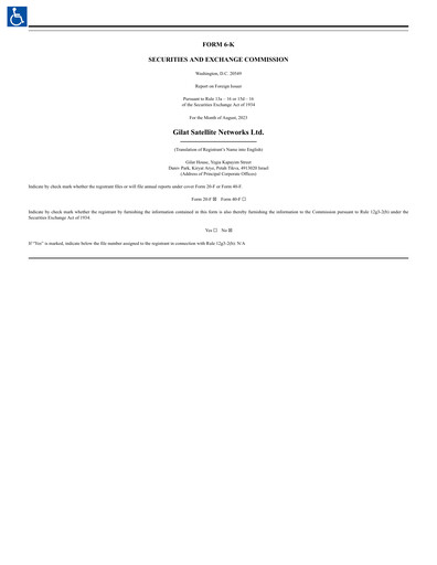 Thumbnail Gilat Satellite Networks Half-year Report 2023-h1
