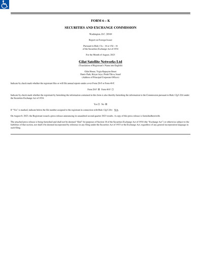 Thumbnail Gilat Satellite Networks Quarterly Report 2023-q2