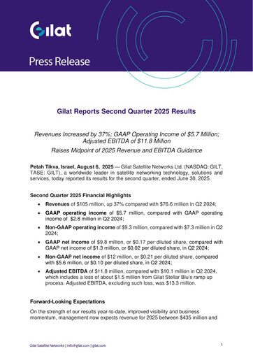 Miniature Gilat Satellite Networks Rapport trimestriel 2025-q2