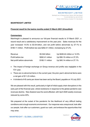 Thumbnail Mainfreight Financial Report fy2021