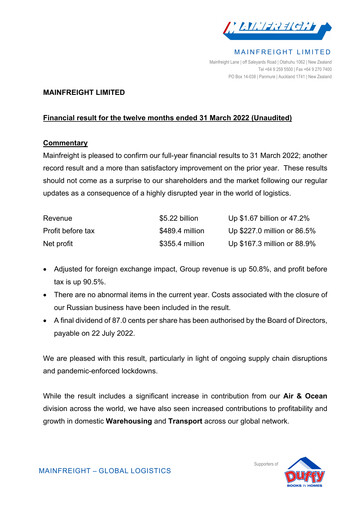 Thumbnail Mainfreight Financial Report fy2022