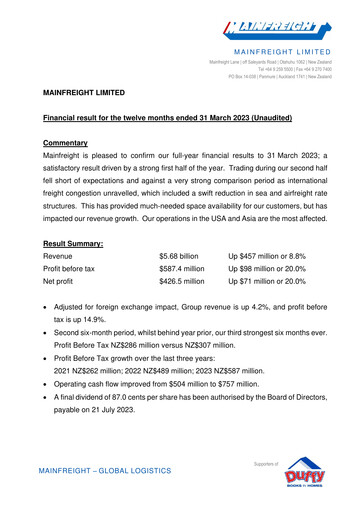 Thumbnail Mainfreight Financial Report fy2023