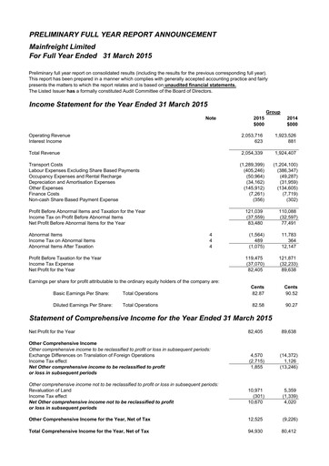 Thumbnail Mainfreight Financial Statement fy2015