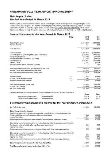 Thumbnail Mainfreight Financial Statement fy2018
