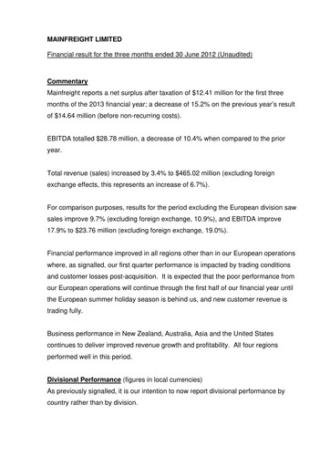 Thumbnail Mainfreight Quarterly Report 2012-q1