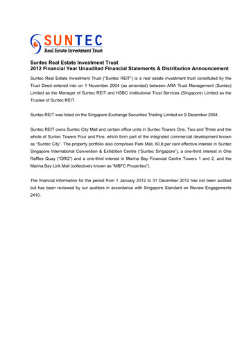 Thumbnail Suntec REIT
 Financial Statement 2012