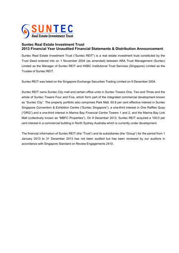 Thumbnail Suntec REIT
 Financial Statement 2013