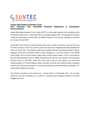 Thumbnail Suntec REIT
 Financial Statement 2017