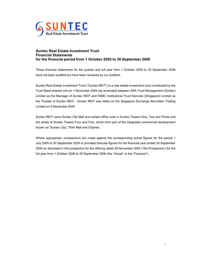 Thumbnail Suntec REIT
 Financial Statement fy2006