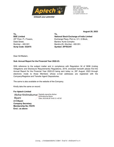 Thumbnail Aptech Annual Report 2022-2023