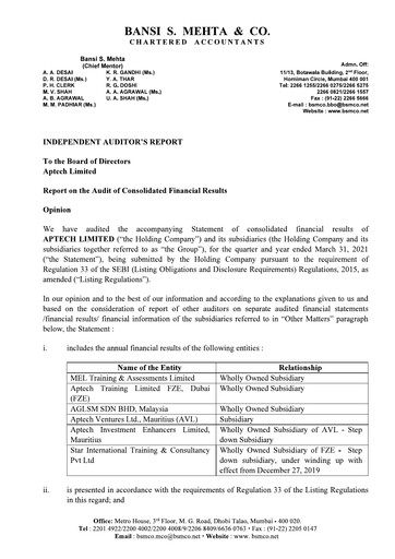 Miniature Aptech Rapport trimestriel 2020-q4