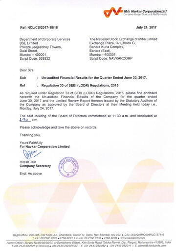 Thumbnail Navkar Corp
 Quarterly Report 2017-q1