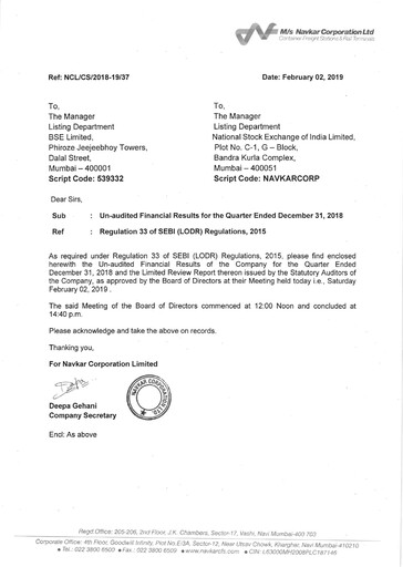Thumbnail Navkar Corp
 Quarterly Report 2018-q3