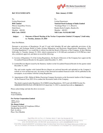 Thumbnail Navkar Corp
 Quarterly Report 2023-q3