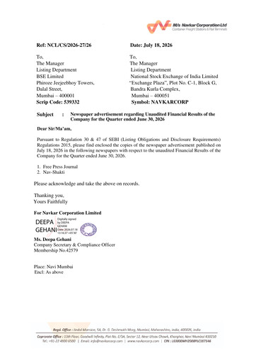 Thumbnail Navkar Corp
 Quarterly Report 2026-q1