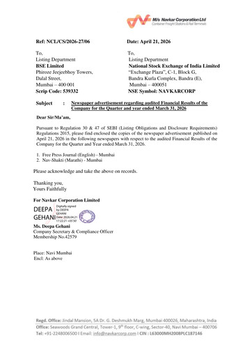 Thumbnail Navkar Corp
 Quarterly Report 2026-q4
