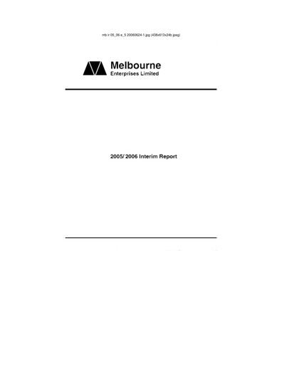 Vorschaubild Melbourne Enterprises Halbjahresbericht 2005-2006