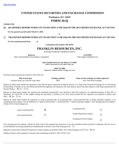 Thumbnail Franklin Resources Quarterly Report 2026-q2