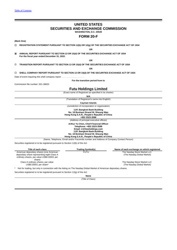 Vorschaubild Futu Holdings Jahresbericht 2022