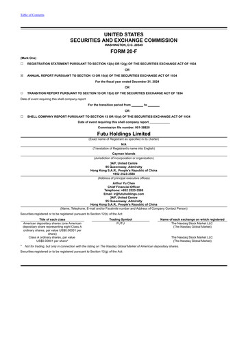 Vorschaubild Futu Holdings Jahresbericht 2024