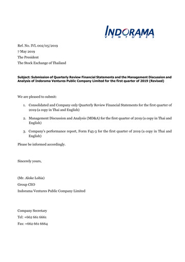 Thumbnail Indorama Ventures
 Quarterly Report 2019-q1
