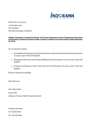 Thumbnail Indorama Ventures
 Quarterly Report 2019-q3