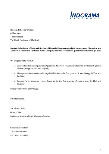 Thumbnail Indorama Ventures
 Quarterly Report 2021-q1