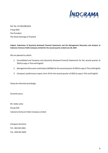 Miniature Indorama Ventures
 Rapport trimestriel 2024-q2