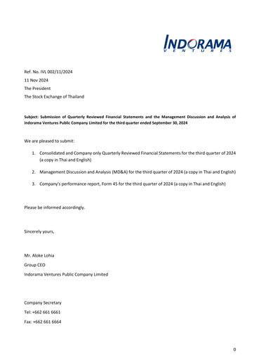 Miniature Indorama Ventures
 Rapport trimestriel 2024-q3