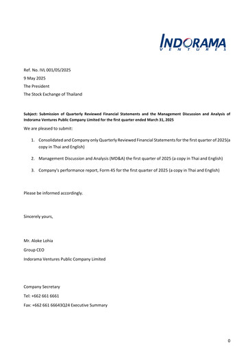 Miniature Indorama Ventures
 Rapport trimestriel 2025-q1