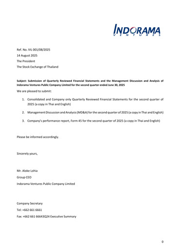 Miniature Indorama Ventures
 Rapport trimestriel 2025-q2