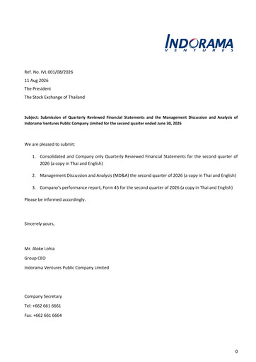 Miniature Indorama Ventures
 Rapport trimestriel 2026-q2