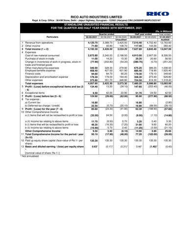 Vorschaubild Rico Auto Industries Quartalsbericht 2021-q2