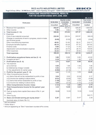 Vorschaubild Rico Auto Industries Quartalsbericht 2024-q1