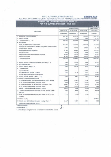 Vorschaubild Rico Auto Industries Quartalsbericht 2025-q1