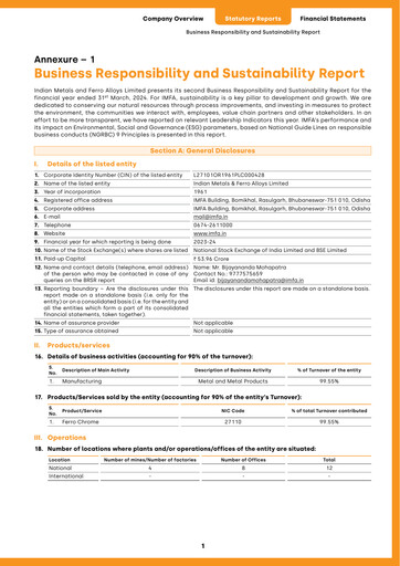 Thumbnail Indian Metals & Ferro Alloys ESG Report 2023-2024