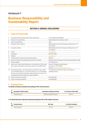 Thumbnail Indian Metals & Ferro Alloys ESG Report 2024-2025