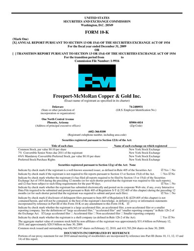 Thumbnail Freeport-McMoRan Financial Report 2009
