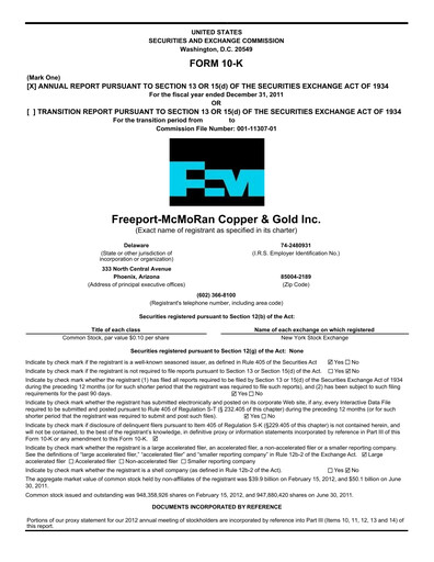 Thumbnail Freeport-McMoRan Financial Report 2011