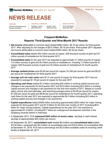 Thumbnail Freeport-McMoRan Quarterly Report 2017-q3