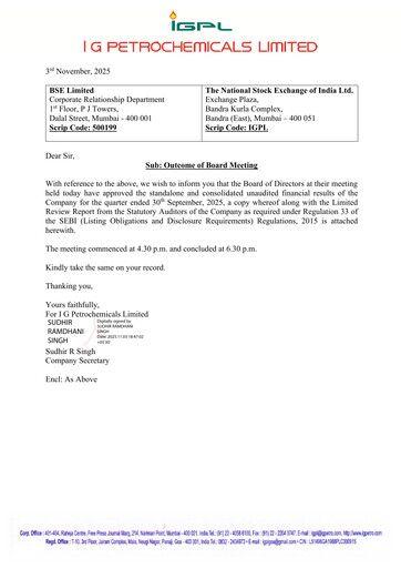 Thumbnail I.g. Petrochemicals
 Half-year Report 2025-h1