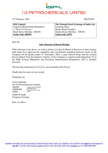 Vorschaubild I.g. Petrochemicals
 Quartalsbericht 2024-q3