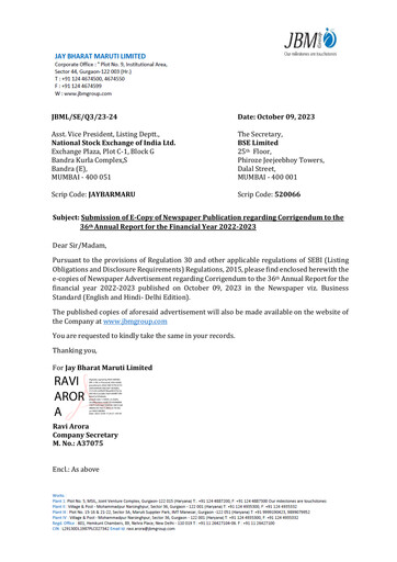 Thumbnail Jay Bharat Maruti ESG Report 2022-2023