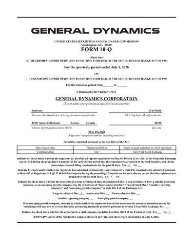 Vorschaubild General Dynamics Quartalsbericht 2026-q2