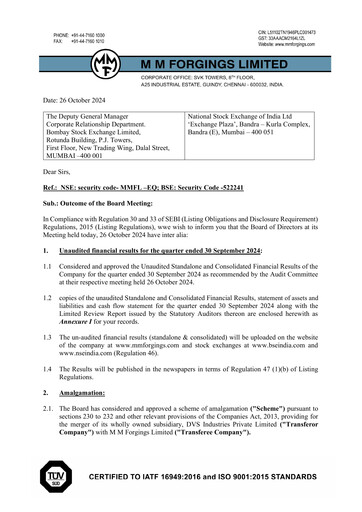 Thumbnail MM Forgings Quarterly Report 2024-q2